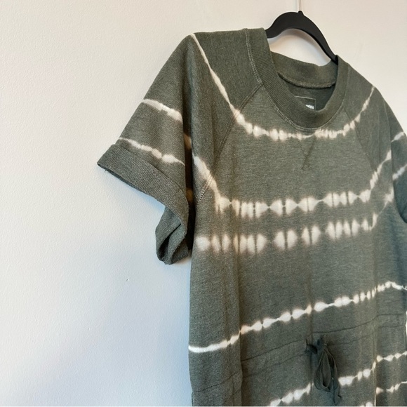 NWT-SONOMA OLIVE GREEN TIE DYE COTTON BLEND SHORT SLEEVE DRESS (Size:Large) - Picture 7 of 8